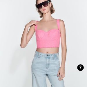 Women Zara TEXTURED BUSTIER TOP